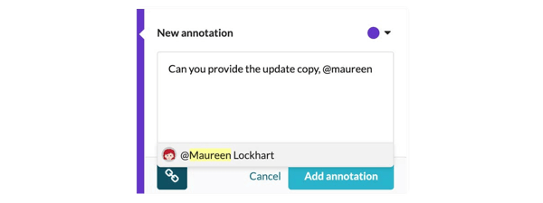@mention colleagues in annotations interface